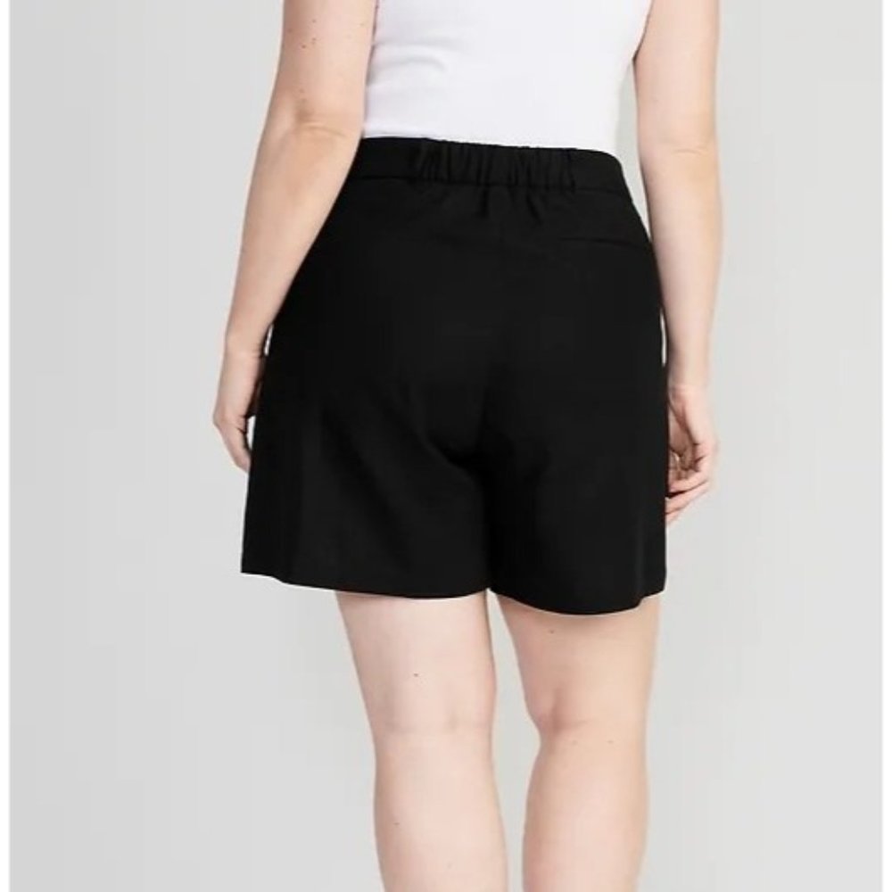 Old Navy Shorts Women 2x Black Linen Blend High Waisted Taylor Trouser Shorts - Picture 13 of 15
